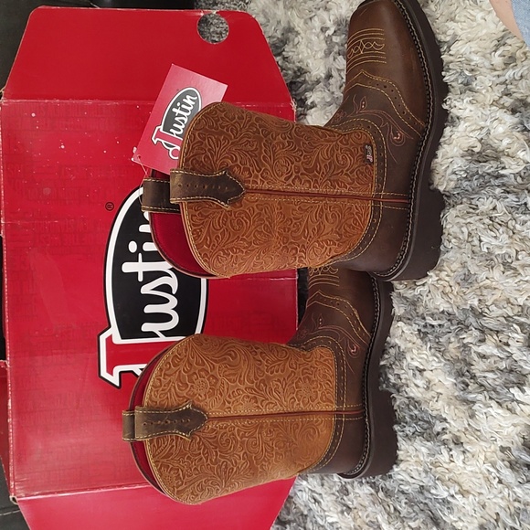 Women's JUSTIN Western Leather Boots / Starlina Square Toe Gypsy Collection - Picture 5 of 8